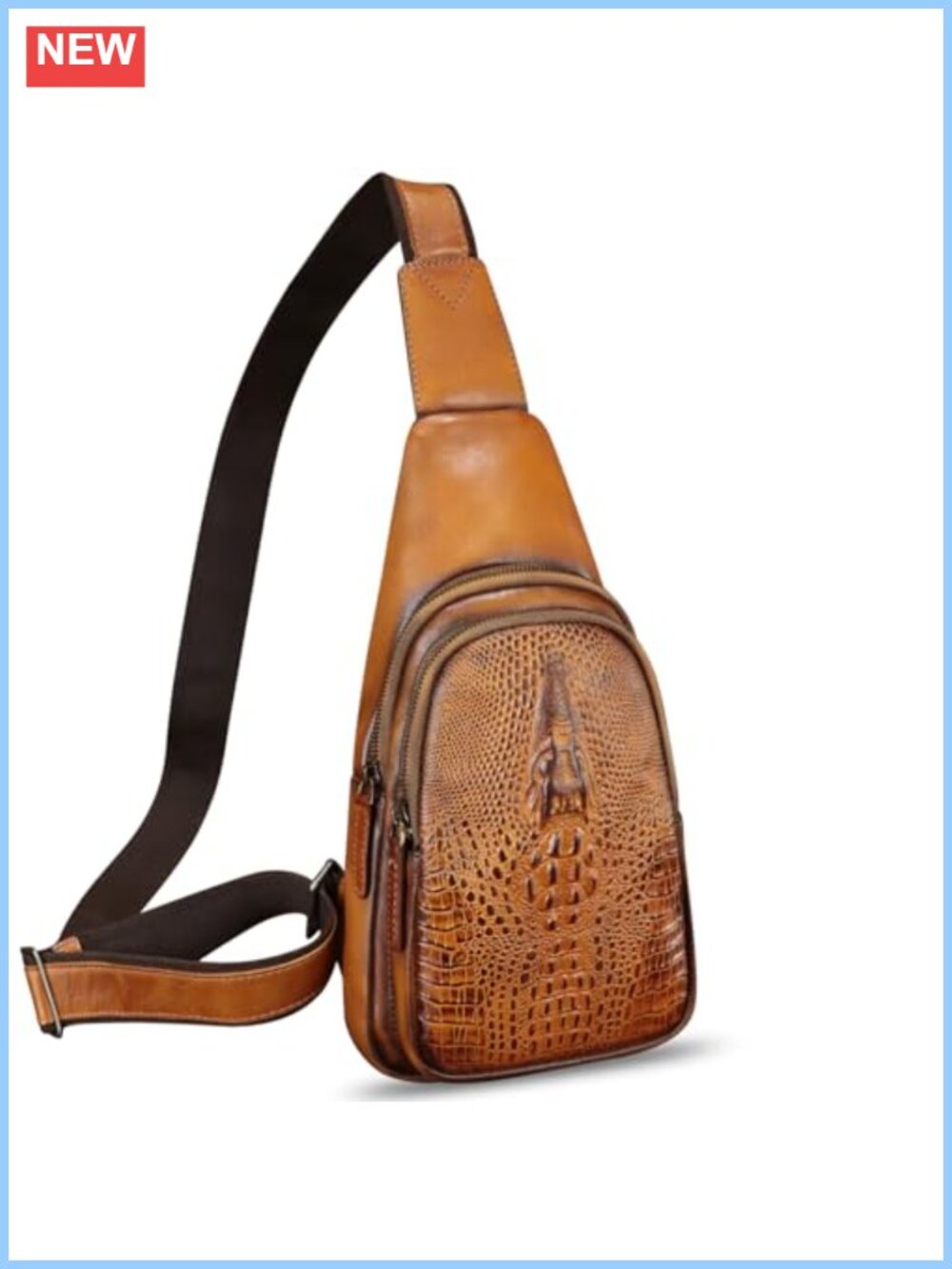 Genuine Leather Sling Bag Crossbody Shoulder Backpack Adjustable Strap